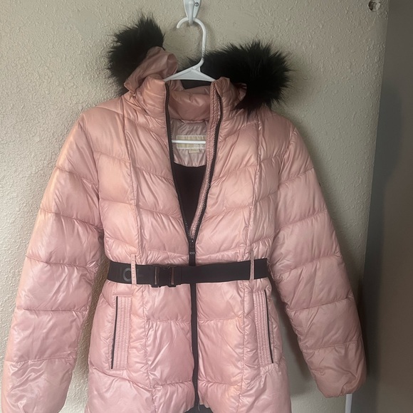 MICHAEL Michael Kors Pink Belted Puffer Jacket - Picture 1 of 6